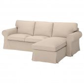 картинка EKTORP ЭКТОРП 3-местный диван с козеткой - Халларп бежевый от магазина Wmart