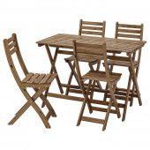 картинка ASKHOLMEN АСКХОЛЬМЕН Стол+4 стула, д/сада - светло-коричневая морилка от магазина Wmart