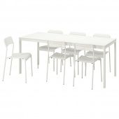 картинка VANGSTA ВАНГСТА / ADDE АДДЕ Стол и 6 стульев - белый/белый 120/180 см от магазина Wmart