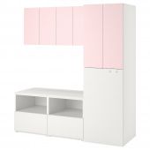 картинка SMÅSTAD СМОСТАД Комбинация д/хранения - белый бледно-розовый/с выдвижным модулем 180x57x196 см от магазина Wmart