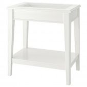картинка ЛИАТОРП Придиванный столик, белый, стекло, 57x40 см от магазина Wmart