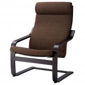 картинка POÄNG ПОЭНГ Кресло - черно-коричневый/Шифтебу коричневый от магазина Wmart