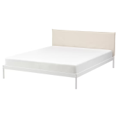 картинка КЛЕППСТАД Каркас кровати, белый/Висле бежевый, 160x200 см от магазина Wmart