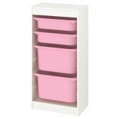 картинка TROFAST ТРУФАСТ Комбинация д/хранения+контейнеры - белый/розовый 46x30x94 см от магазина Wmart
