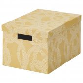 картинка TJENA ТЬЕНА Коробка с крышкой - с рисунком/желтый 25x35x20 см от магазина Wmart