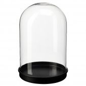 картинка SKÖNJA СКЁНЬЯ Стеклянный клош на подставке - прозрачное стекло/черный 21 см от магазина Wmart