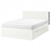 картинка BRIMNES БРИМНЭС Каркас кровати с изголовьем - белый/Лонсет 180x200 см от магазина Wmart