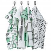 картинка RINNIG РИННИГ Полотенце кухонное - бел/зелен/с рисунком 45x60 см от магазина Wmart