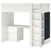 картинка SMÅSTAD СМОСТАД Кровать-чердак - белый поверхность доски для записей/с письменным столом с 3 ящиками 90x200 см от магазина Wmart
