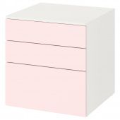 картинка SMÅSTAD СМОСТАД / OPPHUS ОПХУС Комод с 3 ящиками - белый/бледно-розовый 60x57x63 см от магазина Wmart