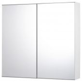 картинка FISKÅN ФИСКОН Зеркальный шкаф с 2 дверцами - белый 80x15x75 см от магазина Wmart