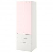 картинка SMÅSTAD СМОСТАД Гардероб - белый бледно-розовый/с 3 ящиками 60x57x181 см от магазина Wmart