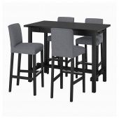 картинка NORDVIKEN НОРДВИКЕН / BERGMUND БЕРГМУНД Барн стол+4 барн стула - черный/Гуннаред классический серый от магазина Wmart