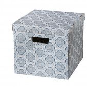 картинка СМЕКА Коробка с крышкой, серый, цветок, 33x38x30 см от магазина Wmart