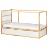 картинка КЮРА Двусторонняя кровать, белый, сосна, 90x200 см от магазина Wmart