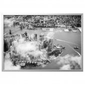картинка BJÖRKSTA БЬЁРКСТА Картина с рамой - Облака над Манхэттен/цвет алюминия 140x100 см от магазина Wmart