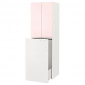 картинка SMÅSTAD СМОСТАД Гардероб с выдвижным модулем - белый бледно-розовый/с платяной штангой 60x57x196 см от магазина Wmart