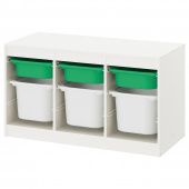 картинка TROFAST ТРУФАСТ Комбинация д/хранения+контейнеры - белый зеленый/белый 99x44x56 см от магазина Wmart