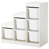 картинка ТРУФАСТ Комбинация д/хранения+контейнеры, белый, 99x44x94 см от магазина Wmart