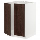 картинка METOD МЕТОД Напольный шкаф для мойки+2 двери - белый/Эдсерум коричневый 60x60 см от магазина Wmart