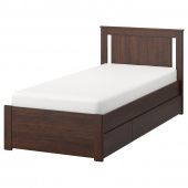 картинка SONGESAND СОНГЕСАНД Каркас кровати с 2 ящиками - коричневый 90x200 см от магазина Wmart