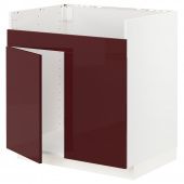 картинка METOD МЕТОД Шкаф д/двойной мойки ХАВСЕН - белый Калларп/глянцевый темный красно-коричневый 80x60 см от магазина Wmart
