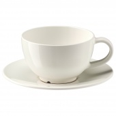 картинка ВАРДАГЕН Чашка чайная с блюдцем, белый с оттенком, 26 сл от магазина Wmart
