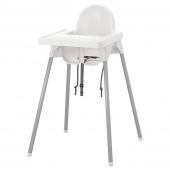 картинка АНТИЛОП Высокий стульчик со столешн, серебристый белый, серебристый от магазина Wmart
