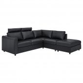 картинка VIMLE ВИМЛЕ 4-местный угловой диван - с открытым торцом с подголовниками/Гранн/Бумстад черный от магазина Wmart