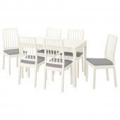 картинка EKEDALEN ЭКЕДАЛЕН / EKEDALEN ЭКЕДАЛЕН Стол и 6 стульев - белый белый/Оррста светло-серый 120/180 см от магазина Wmart