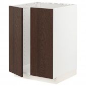 картинка METOD МЕТОД Напольный шкаф для мойки+2 двери - белый/Синарп коричневый 60x60 см от магазина Wmart