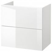 картинка FISKÅN ФИСКОН Шкаф под раковину с 2 ящиками - глянцевый/белый 60x40x60 см от магазина Wmart