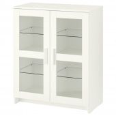 картинка БРИМНЭС Шкаф с дверями, стекло, белый, 78x95 см от магазина Wmart