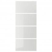 картинка HOKKSUND ХОККСУНД 4 панели д/рамы раздвижной дверцы - глянцевый светло-серый 100x236 см от магазина Wmart