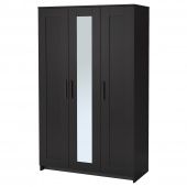 картинка BRIMNES БРИМНЭС Шкаф платяной 3-дверный - черный 117x190 см от магазина Wmart