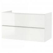 картинка GODMORGON ГОДМОРГОН Шкаф для раковины с 2 ящ - глянцевый белый 100x47x58 см от магазина Wmart