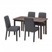 картинка STRANDTORP СТРАНДТОРП / BERGMUND БЕРГМУНД Стол и 4 стула - коричневый/Гуннаред классический серый 150/205/260 см от магазина Wmart