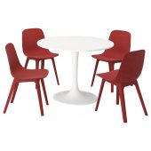 картинка DOCKSTA ДОКСТА / ODGER ОДГЕР Стол и 4 стула - белый/красный 103 см от магазина Wmart