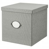 картинка KVARNVIK КВАРНВИК Коробка с крышкой - серый 32x35x32 см от магазина Wmart