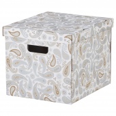 картинка СМЕКА Коробка с крышкой, серый, с рисунком, 33x38x30 см от магазина Wmart