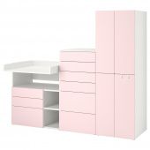 картинка SMÅSTAD СМОСТАД / OPPHUS ОПХУС Комбинация д/хранения - белый бледно-розовый/с пеленальным столиком 210x79x180 см от магазина Wmart