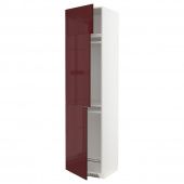 картинка METOD МЕТОД Высокий шкаф д/холод/мороз/3 дверцы - белый Калларп/глянцевый темный красно-коричневый 60x60x240 см от магазина Wmart