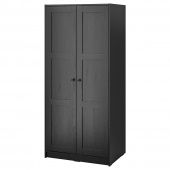 картинка РАККЕСТАД Гардероб 2-дверный, черно-коричневый, 79x176 см от магазина Wmart