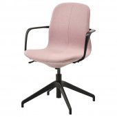 картинка LÅNGFJÄLL ЛОНГФЬЕЛЛЬ Рабочий стул с подлокотниками - Гуннаред светлый коричнево-розовый/черный от магазина Wmart