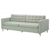 картинка LANDSKRONA ЛАНДСКРУНА 3-местный диван-кровать - Гуннаред светло-зеленый/металл от магазина Wmart
