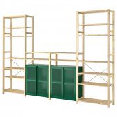 картинка ИВАР 4 секции/полки/шкаф, сосна, зеленый сетка, 344x30x226 см от магазина Wmart