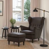 картинка STRANDMON СТРАНДМОН Кресло с табуретом для ног - Гранн/Бумстад темно-коричневый от магазина Wmart