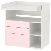 картинка SMÅSTAD СМОСТАД Пеленальный стол - белый бледно-розовый/с 3 ящиками 90x79x100 см от магазина Wmart