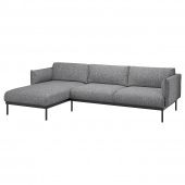картинка ÄPPLARYD ЭППЛАРЮД 3-местный диван с козеткой - Лейде серый/черный от магазина Wmart