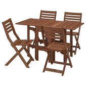 картинка ÄPPLARÖ ЭПЛАРО Стол+4 складных стула, д/сада - коричневая морилка от магазина Wmart